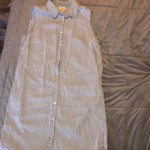 Casual Buttoned Pin-striped dress